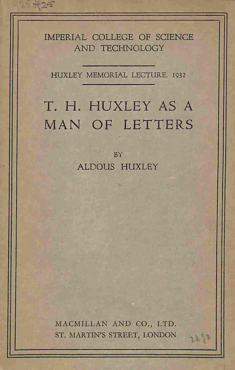 T. H. Huxley as a Man of Letters