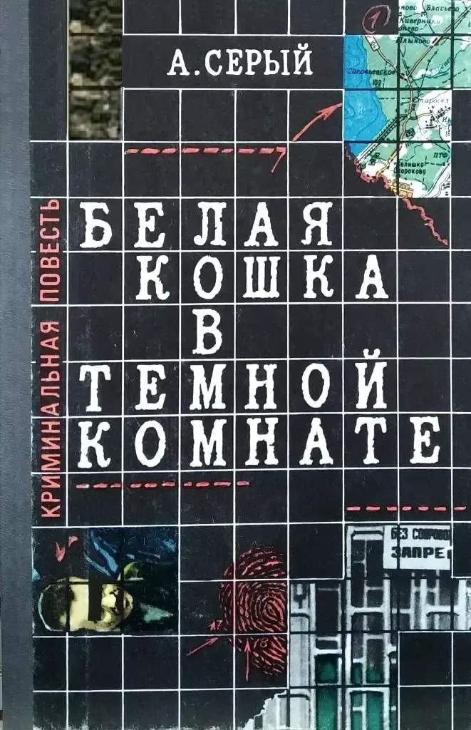 Белая кошка в темной комнате