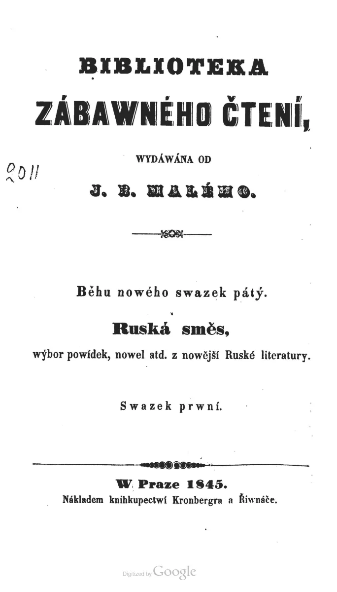 Ruská směs: wýbor powídek, nowel atd. z nowější Ruské literatury. Swazek prwni
