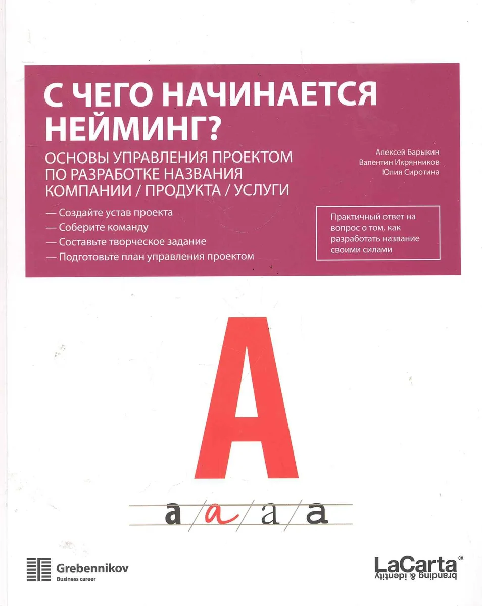 С чего начинается нейминг? Основы управления проектом по разработке названия компании / продукта / услуги / (мягк). Барыкин А., Икрянников В. и др. (УчКнига)